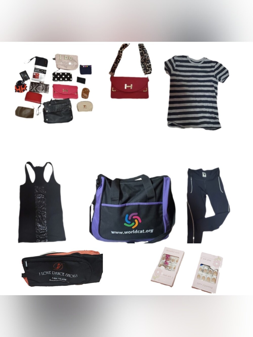 21 Women leggings, tshirt, tank+ Wallets,bag keychains, MOVING good shape